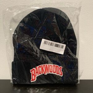 Backwoods Beanie NEW SEALED Black Red Hat Cuffed Stitched Hip Hop Rap Y2K Street